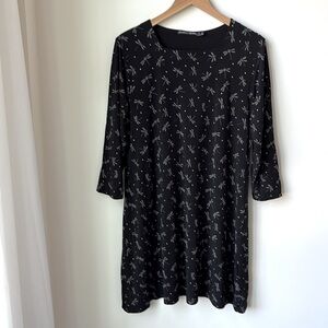 Gudrun Sjoden Dragonfly Dress Modal Blend Black & Grey Pull On Lagenlook Size L